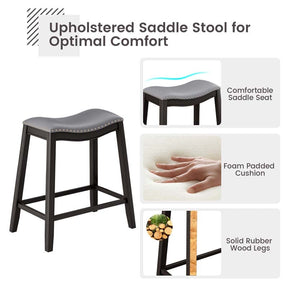 5-Piece Dining Table Set for 4, Counter Height Kitchen Table with 4 Upholstered Saddle Stools for Bistro Dining Rooms, Small Spaces