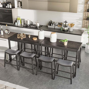 5-Piece Dining Table Set for 4, Counter Height Kitchen Table with 4 Upholstered Saddle Stools for Bistro Dining Rooms, Small Spaces