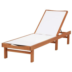 Eucalyptus Wood Outdoor Chaise Lounge Chair, 5-Position Adjustable Patio Recliner Sun Lounger with Breathable Quick-Drying Fabric for Poolside
