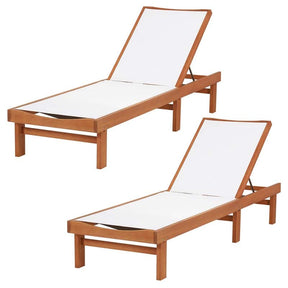 Eucalyptus Wood Outdoor Chaise Lounge Chair, 5-Position Adjustable Patio Recliner Sun Lounger with Breathable Quick-Drying Fabric for Poolside