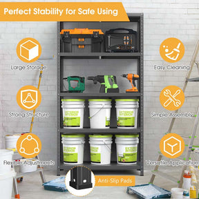Black 39" x 16" x 74" 5-Tier Heavy Duty Metal Storage Shelving Unit, Multi-Use Storage Racks Utility Shelves