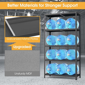 Black 39" x 16" x 74" 5-Tier Heavy Duty Metal Storage Shelving Unit, Multi-Use Storage Racks Utility Shelves