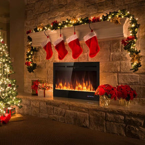 50" Ultra-Thin Recessed Electric Fireplace Insert, 1500W Wall-mounted Fireplace Heater with 9 Flame Colors