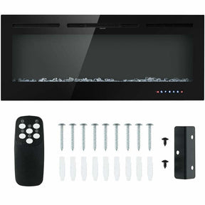 50" Ultra-Thin Recessed Electric Fireplace Insert, 1500W Wall-mounted Fireplace Heater with 9 Flame Colors