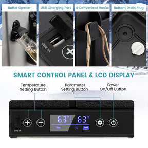 51-Quart Dual-zone Car Refrigerator with Wheels, 12V/24V DC & 100-240V AC Portable Car Fridge Cooler Freezer