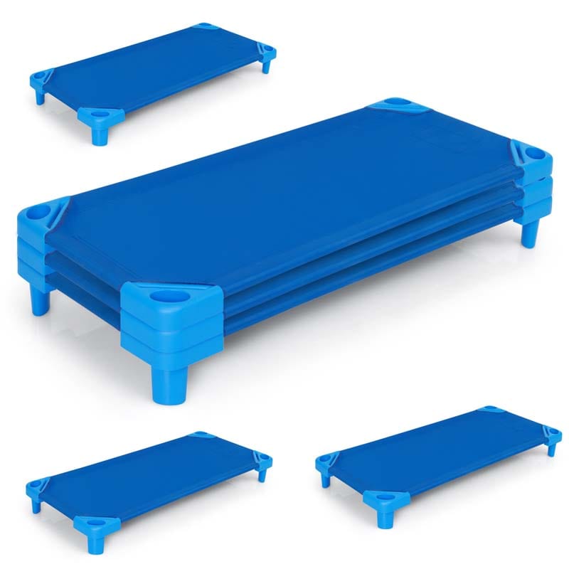 Pack of 6 Stackable Daycare Cots for Kids, 51" x 23" Preschool Nap Mat Toddler Sleeping Cot with Easy Lift Corner, Space-Saving for Classroom