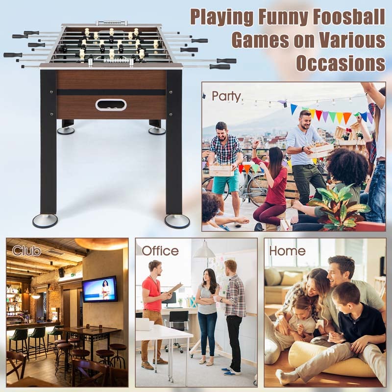 54" Competition Sized Foosball Table Solid Wood Soccer Arcade Game Table with 2 Balls for Indoor Game Room, Office, Adults & Kids Family Night