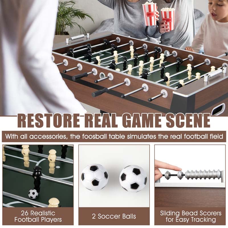 54" Competition Sized Foosball Table Solid Wood Soccer Arcade Game Table with 2 Balls for Indoor Game Room, Office, Adults & Kids Family Night
