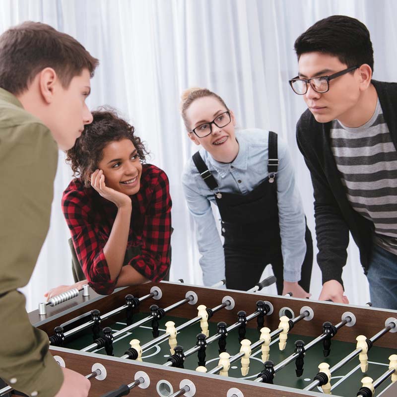 54" Competition Sized Foosball Table Solid Wood Soccer Arcade Game Table with 2 Balls for Indoor Game Room, Office, Adults & Kids Family Night