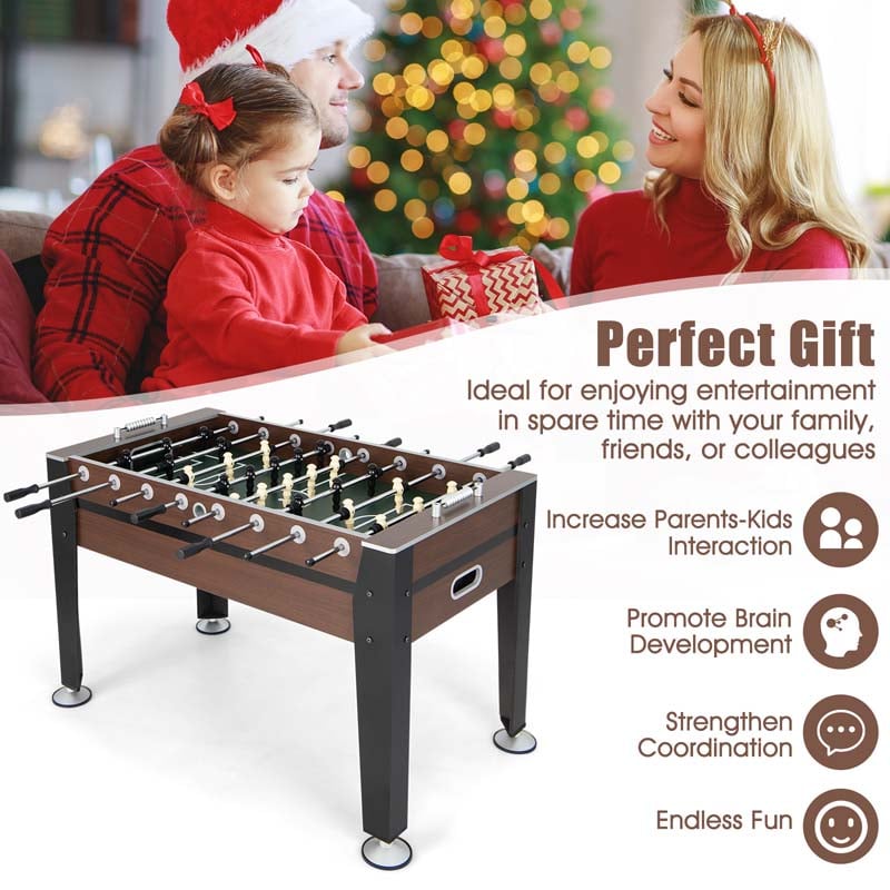 54" Competition Sized Foosball Table Solid Wood Soccer Arcade Game Table with 2 Balls for Indoor Game Room, Office, Adults & Kids Family Night