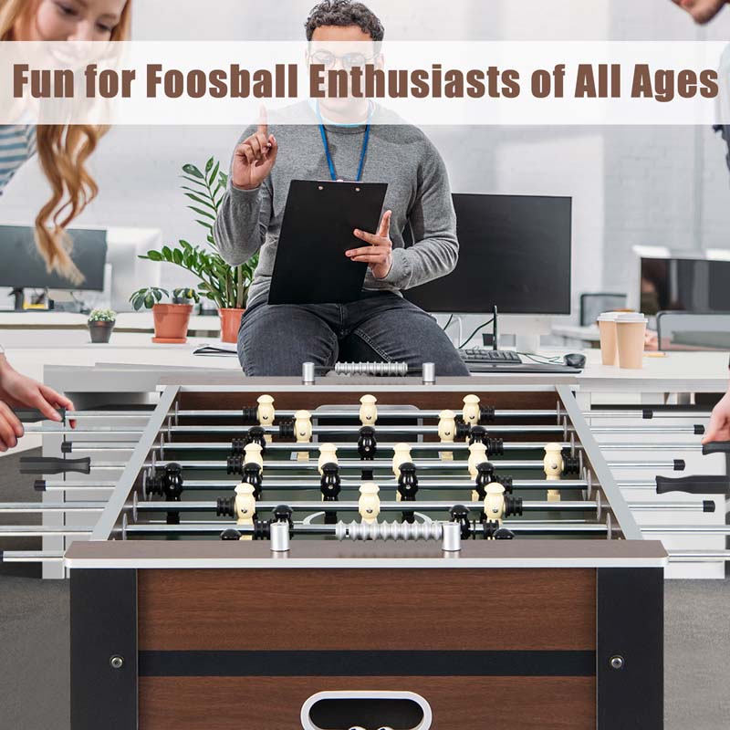 54" Competition Sized Foosball Table Solid Wood Soccer Arcade Game Table with 2 Balls for Indoor Game Room, Office, Adults & Kids Family Night