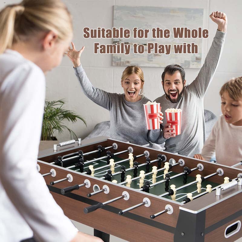 54" Competition Sized Foosball Table Solid Wood Soccer Arcade Game Table with 2 Balls for Indoor Game Room, Office, Adults & Kids Family Night