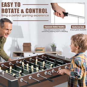 54" Competition Sized Foosball Table Solid Wood Soccer Arcade Game Table with 2 Balls for Indoor Game Room, Office, Adults & Kids Family Night