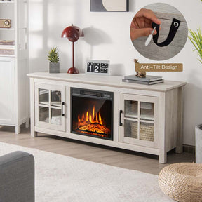 58" TV Console with 18" Fireplace Insert, Fireplace TV Stand for TVs up to 65 Inches, 1400W Electric Fireplace Heater