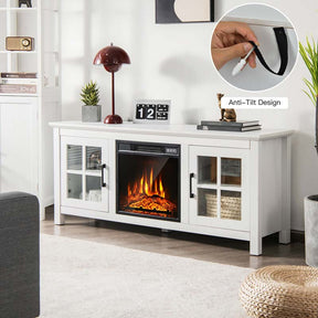 58" TV Console with 18" Fireplace Insert, Fireplace TV Stand for TVs up to 65 Inches, 1400W Electric Fireplace Heater