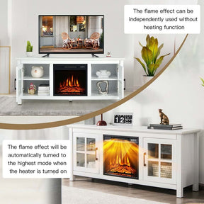 58" TV Console with 18" Fireplace Insert, Fireplace TV Stand for TVs up to 65 Inches, 1400W Electric Fireplace Heater