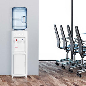 Top Loading Water Cooler Dispenser for 3-5 Gallon Bottle, Hot & Cold Freestanding Water Dispenser with Storage Cabinet & Child Lock for Home Office