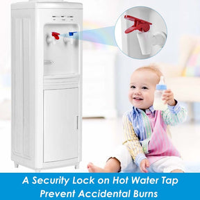 Top Loading Water Cooler Dispenser for 3-5 Gallon Bottle, Hot & Cold Freestanding Water Dispenser with Storage Cabinet & Child Lock for Home Office