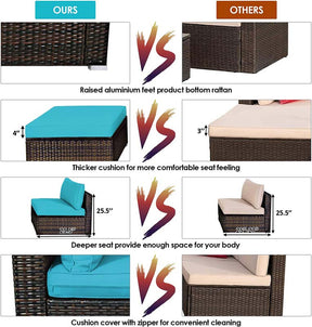 5 Pcs Outdoor Patio Rattan Furniture Sectional Sofa Set Wicker Conversation Set with Cushions
