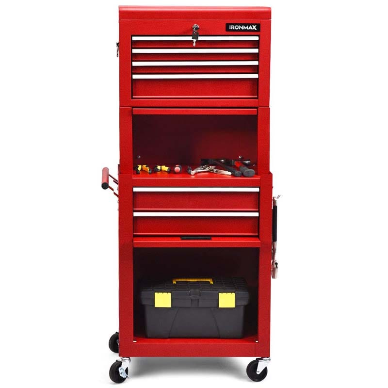 6-Drawer Rolling Tool Chest Cabinet, 3-in-1 Detachable Heavy-Duty High Capacity Tool Box Combo with Lockable Wheels for Garage Workshop
