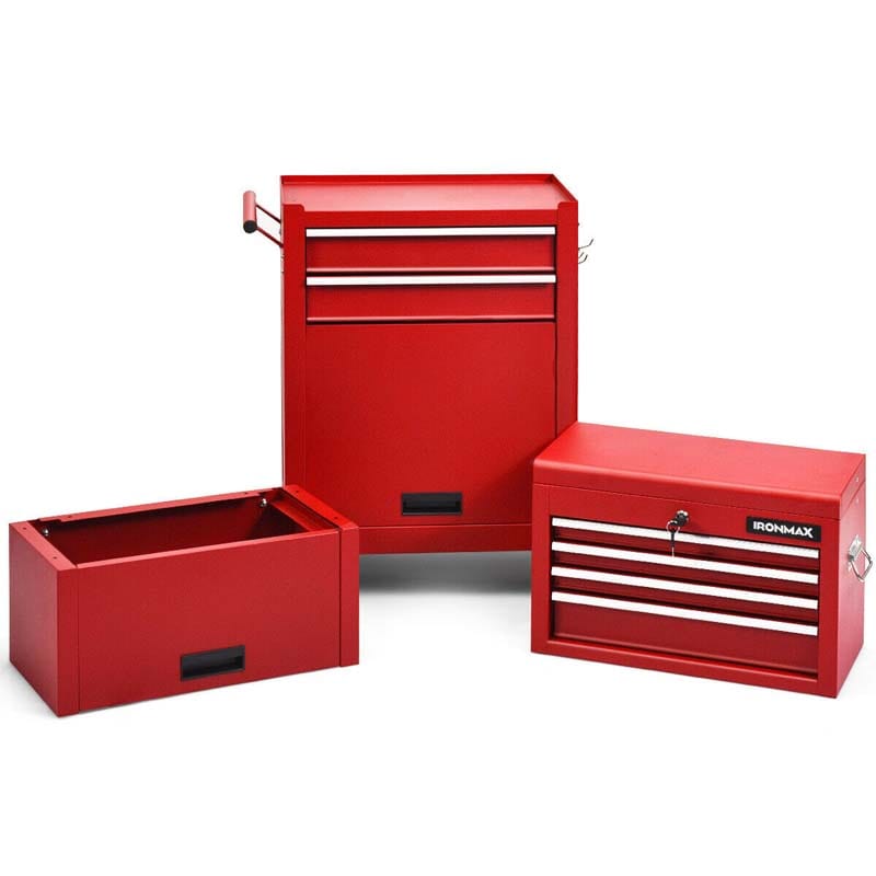 6-Drawer Rolling Tool Chest Cabinet, 3-in-1 Detachable Heavy-Duty High Capacity Tool Box Combo with Lockable Wheels for Garage Workshop