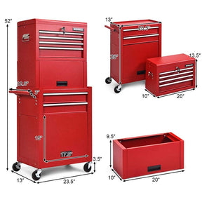6-Drawer Rolling Tool Chest Cabinet, 3-in-1 Detachable Heavy-Duty High Capacity Tool Box Combo with Lockable Wheels for Garage Workshop