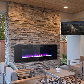 60" Ultra-Thin Electric Fireplace Insert, 1500W Recessed & Wall-Mounted Fireplace Heater with 12 Flame Colors, Remote Control, 8H Timer, Touch Screen