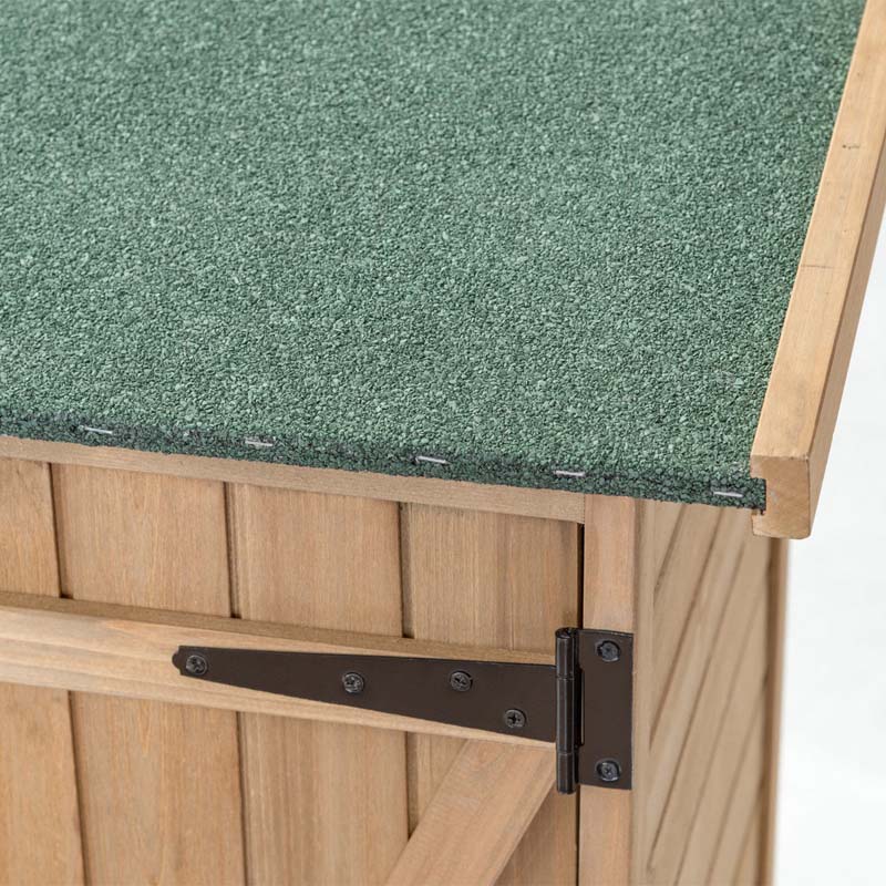 65" Wooden Storage Shed Outdoor Garden Tool Storage Cabinet with Lockable Doors