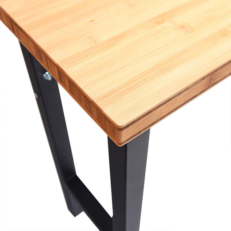 65" Bamboo Workbench for Garage Workshop, 1500 LBS Heavy-Duty Work Table Hardwood Workstation