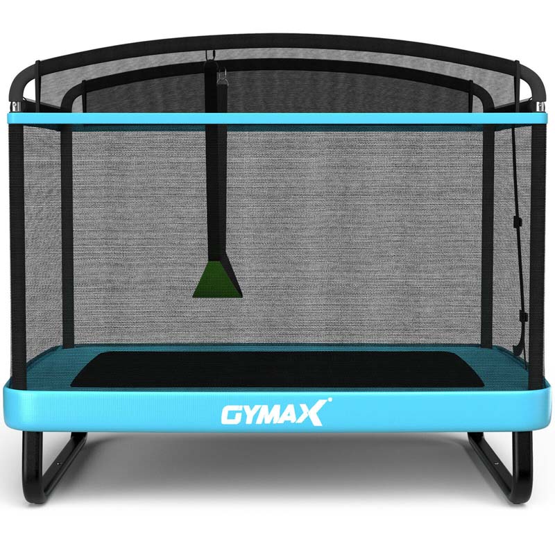 6FT Kids Trampoline with Swing & Enclosure Safety Net, ASTM Approved Toddler Rectangle Trampoline for 3-8 Year Old