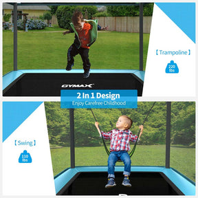 6FT Kids Trampoline with Swing & Enclosure Safety Net, ASTM Approved Toddler Rectangle Trampoline for 3-8 Year Old