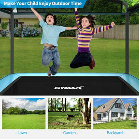 6FT Kids Trampoline with Swing & Enclosure Safety Net, ASTM Approved Toddler Rectangle Trampoline for 3-8 Year Old