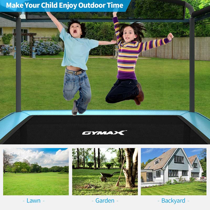 6FT Kids Trampoline with Swing & Enclosure Safety Net, ASTM Approved Toddler Rectangle Trampoline for 3-8 Year Old