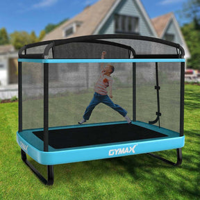 6FT Kids Trampoline with Swing & Enclosure Safety Net, ASTM Approved Toddler Rectangle Trampoline for 3-8 Year Old