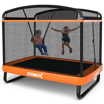 6FT Kids Trampoline with Swing & Enclosure Safety Net, ASTM Approved Toddler Rectangle Trampoline for 3-8 Year Old