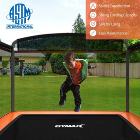 6FT Kids Trampoline with Swing & Enclosure Safety Net, ASTM Approved Toddler Rectangle Trampoline for 3-8 Year Old