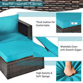 6 Pcs Patio Rattan Sectional Furniture Set Outdoor Conversation Sofa Set with Cushions