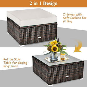 6 Pcs Patio Rattan Sectional Furniture Set Outdoor Conversation Sofa Set with Cushions