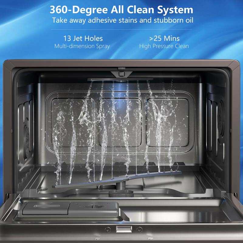 Countertop Dishwasher Portable, 6 Place Setting Built-in Dishwasher with LED Touch Screen, Doorknob