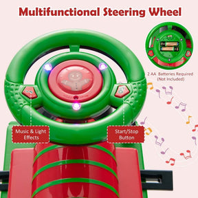6V Electric Kids Ride on Train with 16PCS Tracks, Battery Powered Motorized Toy Train with 6 Wheels, Storage Seat, Lights & Music for Toddlers