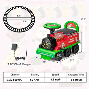 6V Electric Kids Ride on Train with 16PCS Tracks, Battery Powered Motorized Toy Train with 6 Wheels, Storage Seat, Lights & Music for Toddlers