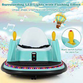 6V Kids Ride On Bumper Car 360-Degree Spin Race Toy with Dual Joysticks, Flashing LED Light, Remote Control