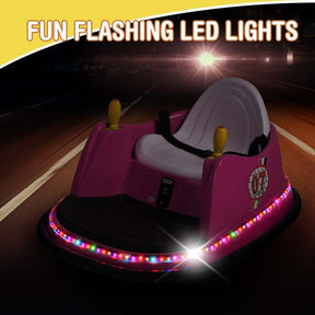6V Kids Ride On Bumper Car 360-Degree Spin Race Toy with Dual Joysticks, Flashing LED Light, Remote Control