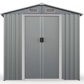 6 x 4 FT Outdoor Metal Storage Shed with Lockable Sliding Doors & 4 Air Vents, Waterproof Garden Tool Storage Room