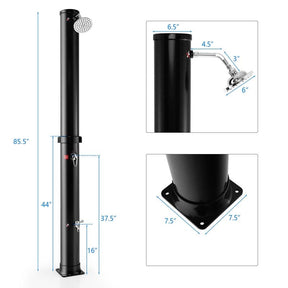 7.2 FT 10 Gallon Solar-Heated Outdoor Shower, 360° Swivel Shower Head Freestanding Shower for Poolside Beach