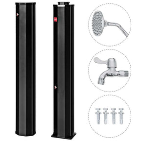 7.2 FT 9.3 Gallon Solar Heated Shower for Poolside Beach Spa, 2-Section Outdoor Shower with Foot Shower Tap