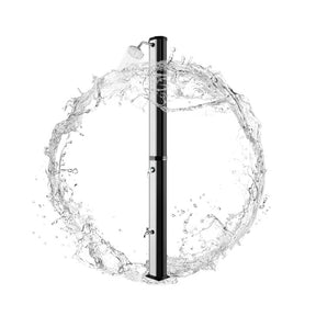 7.2 FT 9.3 Gallon Solar-Heated Outdoor Shower, 2-Section Freestanding Shower for Poolside Garden Yard Beach