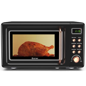 0.7Cu.ft Retro Countertop Microwave Oven 700W with 5 Microwave Power, Glass Turntable & Viewing Window