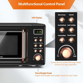 0.7Cu.ft Retro Countertop Microwave Oven 700W with 5 Microwave Power, Glass Turntable & Viewing Window