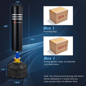 70" Freestanding Punching Bag 220lbs Heavy Boxing Bag with Gloves, Shock Absorber, 12 Suction Cup Base